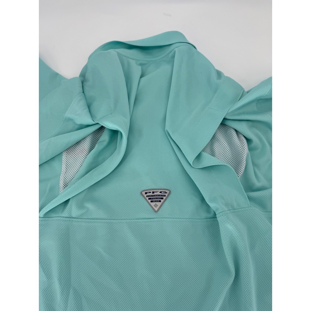 Columbia PFG Men's Aqua Blue Textured Polo Shirt XL/TG Fishing Outdoor - Picture 9 of 9